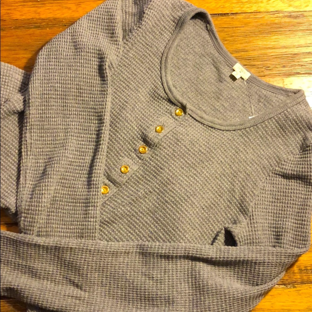 j Crew waffle grey shirt